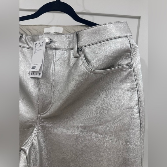 Women's H&M faux leather silver jeans size 12 - Picture 3 of 10